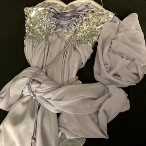 002 sleeveless Lilac/light purple sequin Dress with bust grips w/ matching Shaw